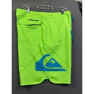 Quiksilver Men Board Shorts Neon Lime Green Blue Colorblock Swim Trunks Size 38